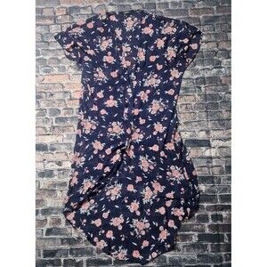 Torrid Kimono Navy Blue Floral Open Front Duster Size 1/2 1X/2X